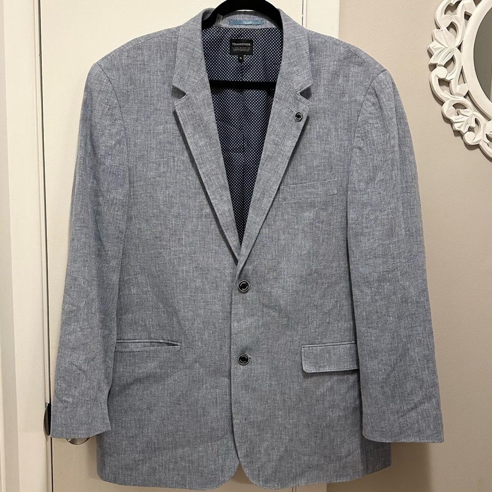7 Diamonds Performance Blazer Sport Coat Men’s XL Jacket Blue Linen Blend